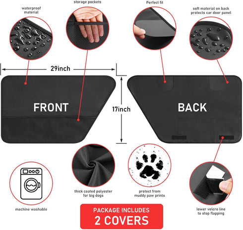 Pet Car Door Cover-ALLENLIFE Waterproof Polyester Protector for Back Seat Doors, Anti Scratch and Machine Washable, Safe for Dogs, Suitable for Al...