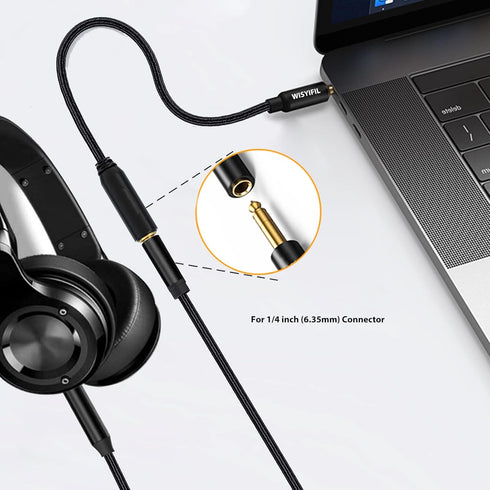 1/4 to 3.5mm Cable 1ft Long, Quarter inch (6.35mm) Female to 3.5mm Male Adapter, 1/8 to 1/4 Stereo Audio Cable,for Headphone, Amplifiers, Guitar, ...