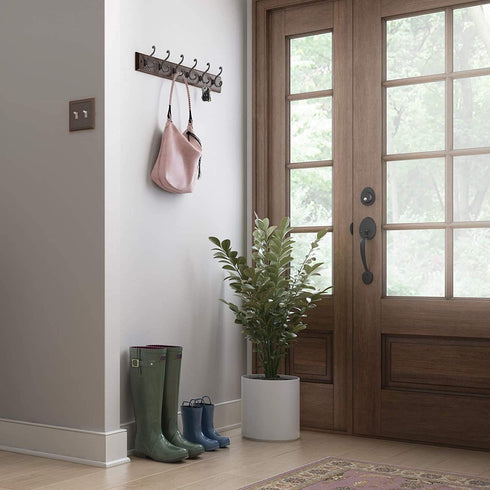 LIBERTY 165541 Wall Mounted Coat Rack with 6 Decorative Hooks, 27 Inch, Soft Iron and Cocoa...
