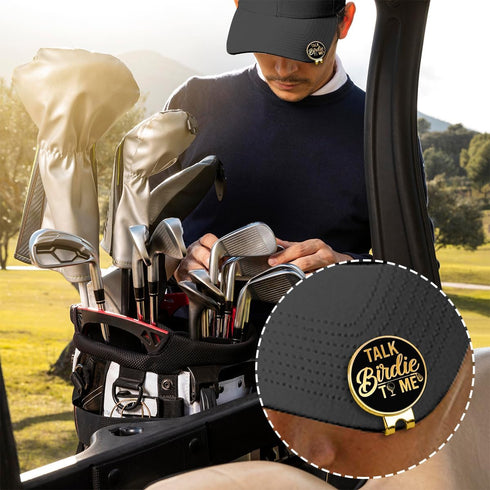Talk Birdie to Me Black Gold Golf Ball Marker with Hat Clip, Funny Golf Accessories and Golf Gifts for Men Women Dad Grandpa, Birthday for Golfer ...