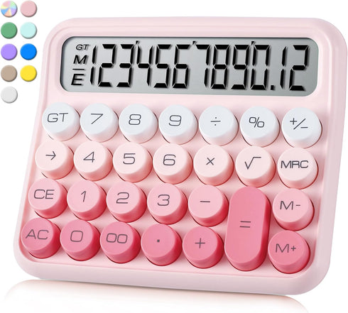 Mechanical Switch Calculator,Calculator Cute 12 Digit Large LCD Display and Buttons,Calculator with Large LCD Display Great for Everyday Life and ...