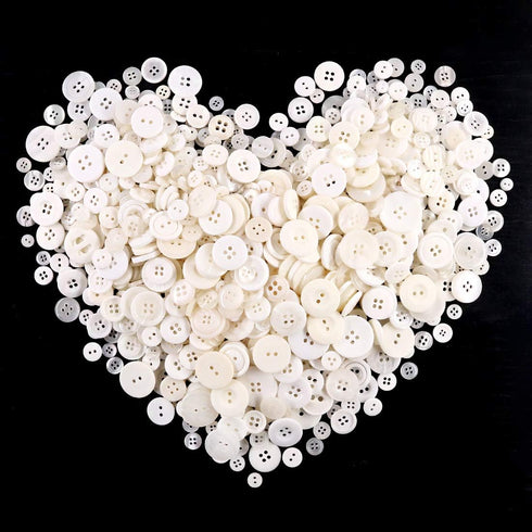 Swpeet 1000Pcs Christmas White Craft Buttons, 2 and 4 Holes White Round Craft Resin Sewing Buttons Suitable for Christmas Sewing Decorations, Art ...