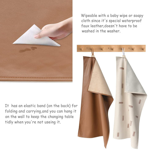 Owlowla Baby Diaper Changing Pad Portable Changing Mat Travel Changing Pad Liner for Baby and Small Toddler(Classic Brown&Brush Strokes)...
