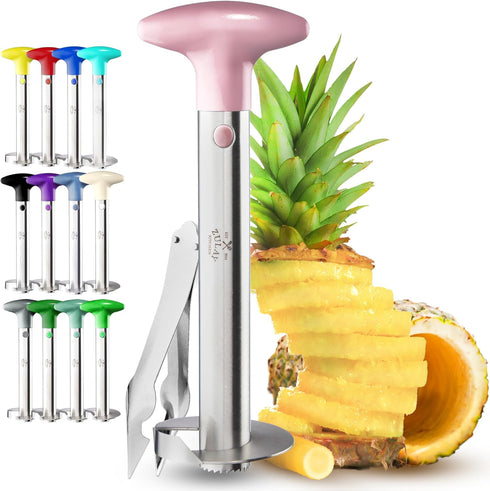 Zulay Kitchen Stainless Steel Pineapple Corer & Slicer + Eye Removal Tool – Heavy Duty Pineapple Cutter with Reinforced Blade – Effortless Pineapp...
