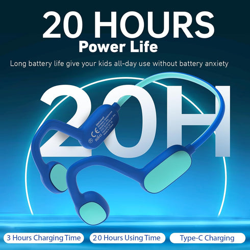 Kids Headphones, Bluetooth 5.2 Air Conduction Open Ear Headphones, 85dB Volume Limiting, Stereo Sound with Mic, IPX5 Waterproof, 20H Playtime, Per...