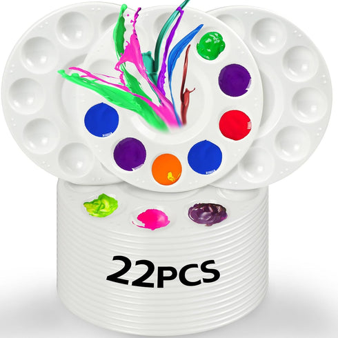 22pcs Art Paint Tray Palette Plastic Pallet for Kids or Pupils to Painting, DIY Craft,Play Party at Home, Kindergarten or School, White...