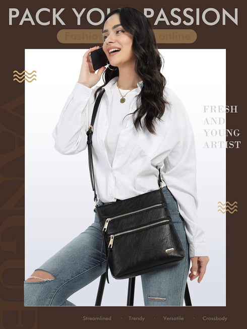 Crossbody Bags for Women, Medium Size Zipper Pocket with Adjustable Strap Crossbody Purse...