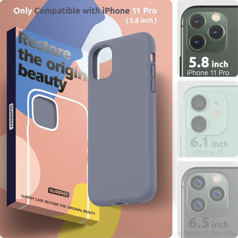SURPHY Compatible with iPhone 11 Pro Case 5.8 inches, Thickened Liquid Silicone Phone Case (with Microfiber Lining) for 11 Pro 2019, Lavender Gray...