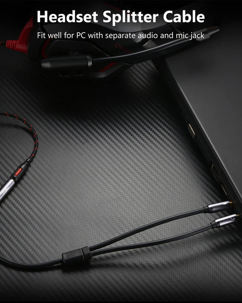 MillSO Headphone Splitter CTIA for Computer Y Jack Adapter 3.5mm 2 x 3 Pole TRS Male to 4 Pole TRRS Female Compatible for Smartphone Earphone PS4 ...
