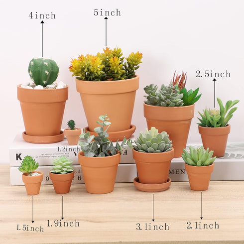 Yishang 2 Inch mini Terracotta Clay Pots Pack of 9 - small Hand Craft Nursery Plant Pot Succulent Cactus DIY Pottery Planter Home Garden Windowsil...
