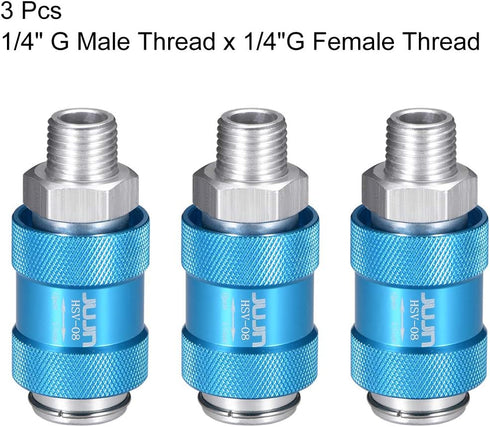uxcell Speed Control Valve Aluminum HSV-08 G1/4 Thread Pneumatic Flow Control Manual Hand Slide Valve 3Pcs...