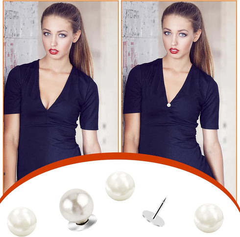 10 Sets Pearl Buttons No Sew Easy Brooch Button Removable Reusable for Shirt Coat Dress Crafts Clothes Buttons...