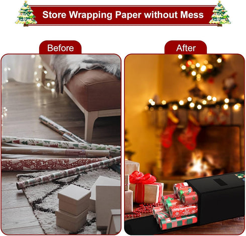 Demao Wrapping Paper Storage Bag 31", Resistant Gift Wrap Paper Storage Organizer Container for Christmas Paper Rolls Storage Holder, Great for Wa...