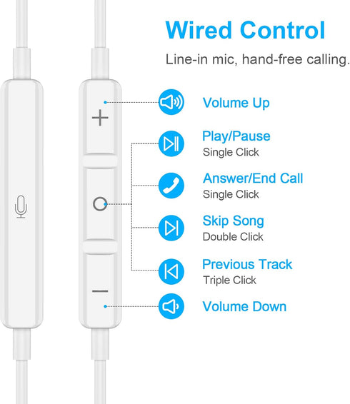 USB C Headphones for iPhone 15 Pro Max Galaxy S20 FE S23 Noise Canceling Type C Earphone Magnetic Wired in Ear Headphone with Mic Stereo Earbuds f...