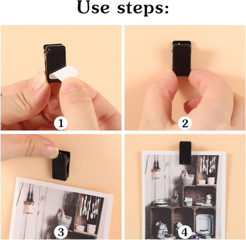 20 Pieces Self Adhesive Clips, Tapestry Hangers Clips Sticky Clips Wall Clips Light Clips Photo Clips Poster Clips Plastic Hanging Spring Clips fo...