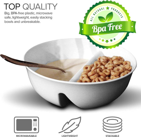 3 Pack - Just Crunch Anti-Soggy Cereal Bowl - Keeps Cereal Fresh & Crunchy | BPA Free | Microwave Safe | Ice Cream & Topping, Yogurt & Berries, Fr...