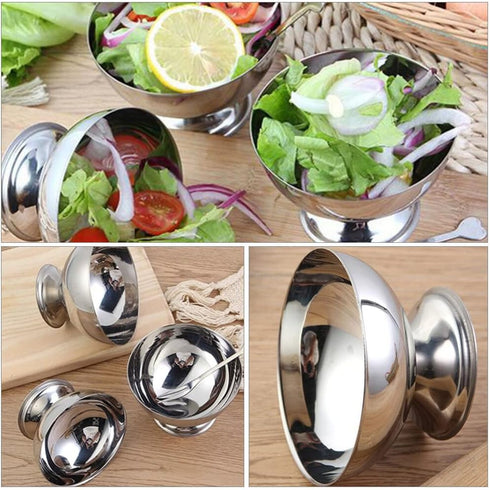 DOITOOL 2PCS Stainless Steel Ice Cream Bowls Set, Dessert Cups with Footed for Dessert, Sundae, Ice Cream, Fruit, Salad, Snack, Cocktail, Condimen...