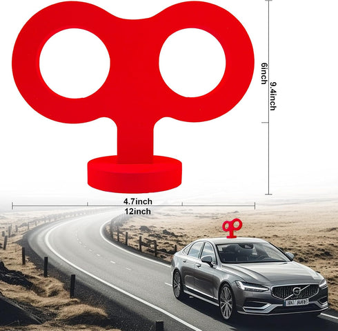 3D Car Wind Up Key, Cute Clockwork Wind Up Key for Back of Car Roof Decoration (red)...