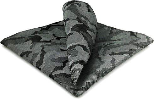 SHLAX&WING Unique Grey Pocket Square for Men Camo Camouflage 12.6 inches...