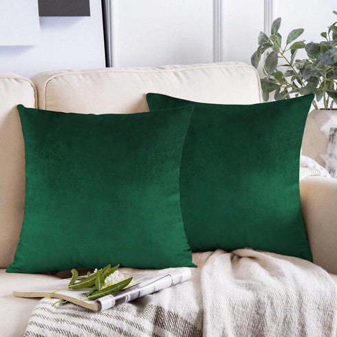 16x16 Throw Pillow Covers Set of 2 Dark Green Velvet Emerald Green Christmas Decor Xmas Decorative Cushion Cases Home Decoration for Car Couch Sof...