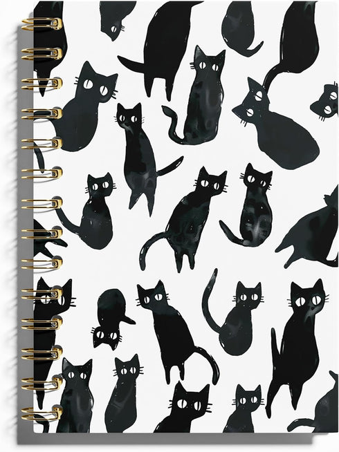 Cat Notebook - Cat Journal, Cat Gift Journal, Cat Office Supplies Spiral Notebook, Black Cat Spiral Notebook, 5.5x8.3 Inches...
