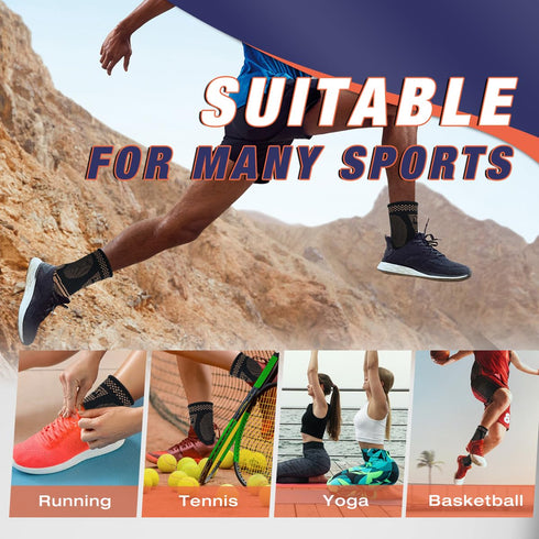 Copper Ankle Brace for Men & Women - (1 Pair) Ankle Compression Sleeve, Compression Support for Plantar Fasciitis, Achilles Tendonitis, Ankle Pain...