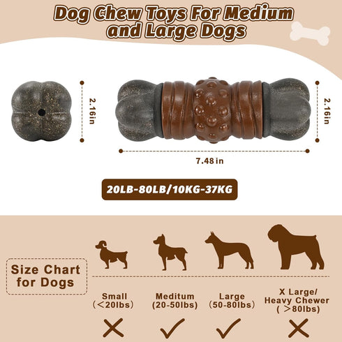 Large Dog Toys for Aggressive Chewers, Tough Dog Toys for Aggressive Chewers, Indestructible Dog Toy, Dog Bones Long Lasting for Medium/Large Dogs...