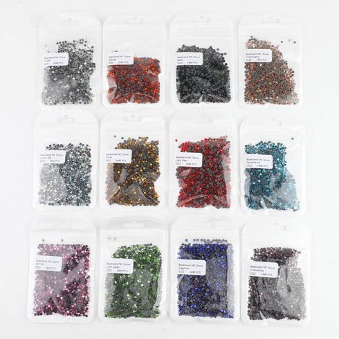 Beadsland Crystal Hotfix Rhinestone,Machine Cut Stone with 12 Colors,Total 17280pcs(Mix-Pro, SS10/3mm)...