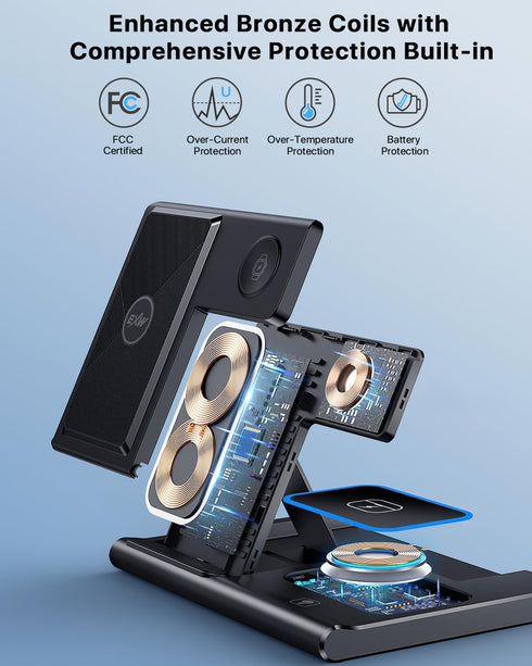 Wireless Charger, 3 in 1 Wireless Charging Station for Multiple Devices,Wireless Charging Stand for iPhone15 14 13 12 11 Series, airpod Pro 3 2 & ...