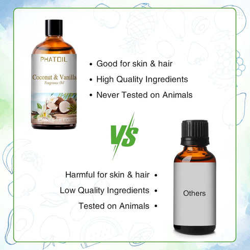 3.38FL.OZ Coconut & Vanilla Fragrance Oils for Aromatherapy, Essential Oils for Diffusers for Home, Perfect for Diffuser, Yoga, DIY Candle and Soa...