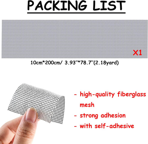 6.56ft + 20 pcs Windows Screen Repair Tape Patches, VEINARDYL Self-Adhesive Screen Door Stickers Replacement Repair Kit Mesh Repair for Repairing ...