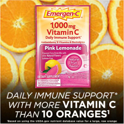 Emergen-C 1000mg Vitamin C Powder, with Antioxidants, B Vitamins and Electrolytes, Immunity Supplements for Immune Support, Caffeine Free Fizzy Dr...