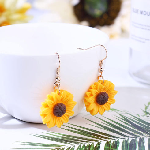 HAIAISO Sunflower Dangle Drop Earrings Sunflower Necklace for Women Handmade Sunflower Jewelry Set Gift...