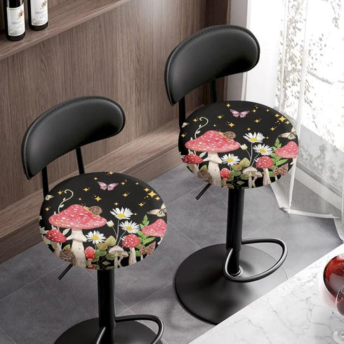 Kuiaobaty Round Chair Cover Pack of 2 pcs Bar Stool Cover Elastic Comfy Round Seat Cover Vanity Chairs Cover Slipcover for Home Office Bar Decor 1...
