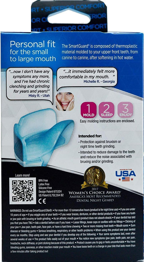 Dental Guard SMARTGUARD ELITE (2 Guards 1 Travel case) Front tooth Custom Anti Teeth Grinding Night Guard for Clenching - Dentist Designed - Bruxi...