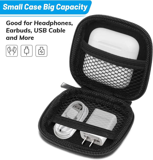 Earbud Case, Cridoz Earphone Case Headphone EVA Earbud Holder with Stainless Steel Carabiner Cell Phone Accessories Organizer Mini Earbud Pouch fo...