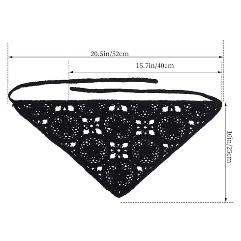 Crochet Head Scarf Bandanas Headbands Hair Scarf for Women Girls Knitted Floral Hair Coverings Accessories for Hair Styling Holiday Decor(Black)...