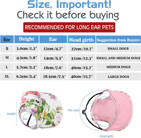 Pawaboo Dog Baseball Cap, Adjustable Dog Outdoor Sport Sun Protection Baseball Hat Cap Visor Sunbonnet Outfit with Ear Holes for Puppy Small Dogs,...