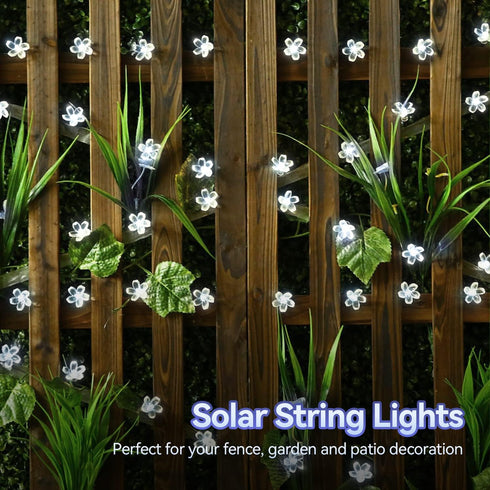 Outdoor Solar Flower String Lights Waterproof 50 LED Fairy Light Decorations for Christmas Tree Garden Patio Fence Yard Spring (Cool White)...