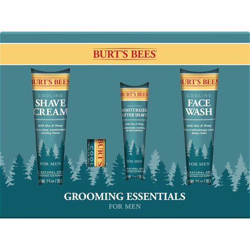 Burt's Bees Gifts Ideas - Grooming Essentials Kit, 4 Products for Men - Cooling Face Wash, Shave Cream, Soothing Moisturizer After Shave & Origina...