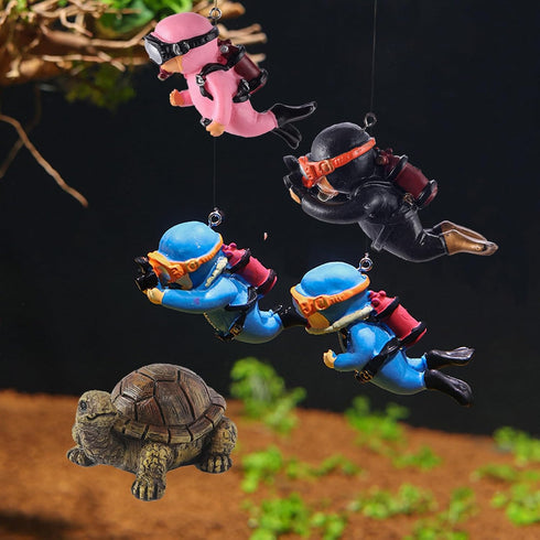 Adventure! Cute Little Diver Fish Tank Decorations, 3 Pack Floating Aquarium Decoration, Funny Fish Tank Decor, Retro Old Octopus Wreck Ornament A...
