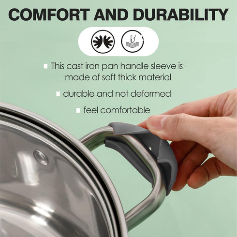 4 Pairs Silicone Pot Handle Covers Heat Resistant Silicone Pot Handle Covers Universal Fit for Pots Pans and Skillets Non-Slip Grip Protects Hands...