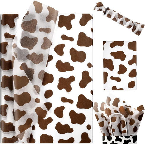 Bolsome 100 Sheets 20 x 14 Inch Brown Cow Print Tissue Paper Highland Cow Print Tissue Paper for for Gift Wrapping, Birthday, Baby Shower, Cow The...