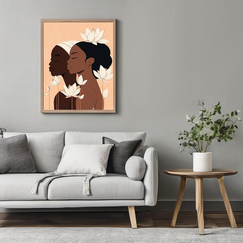 Posterizer 1 pcs-minimalist African woman art with pretty flowers 2-Afro-American Art Collection-Abstract & Modern Art-Chic Home Decor- unframed w...