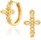 DREMMY STUDIOS Gold Dainty Huggie Hoop Earrings 18K Gold Plated Exquisite Open Tassel Dangle Charm Drop Sleeper Geometric Cross Coin Star Heart Wh...