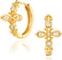 DREMMY STUDIOS Gold Dainty Huggie Hoop Earrings 18K Gold Plated Exquisite Open Tassel Dangle Charm Drop Sleeper Geometric Cross Coin Star Heart Wh...