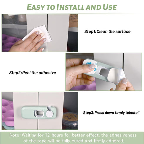Sakolla Refrigerator Lock for Kids, 6 Pack Fridge Locks with Strong 3M Adhesives, Child Safety Locks for Doors, Cabinet, Drawers, Refrigerator, Ov...