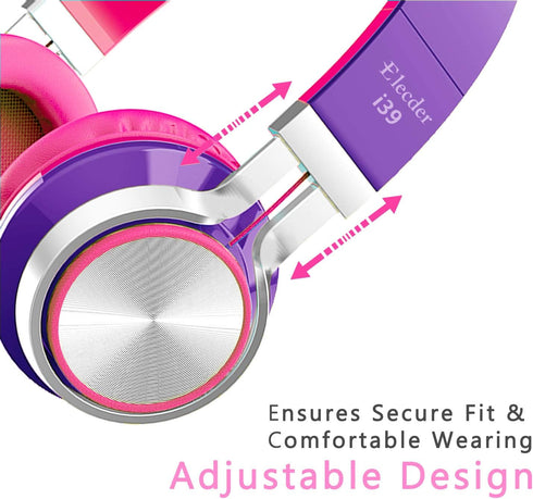 ELECDER i39 Headphones with Microphone Foldable Lightweight Adjustable On Ear Headsets with 3.5mm Jack for Cellphones Computer MP3/4 Kindle School...