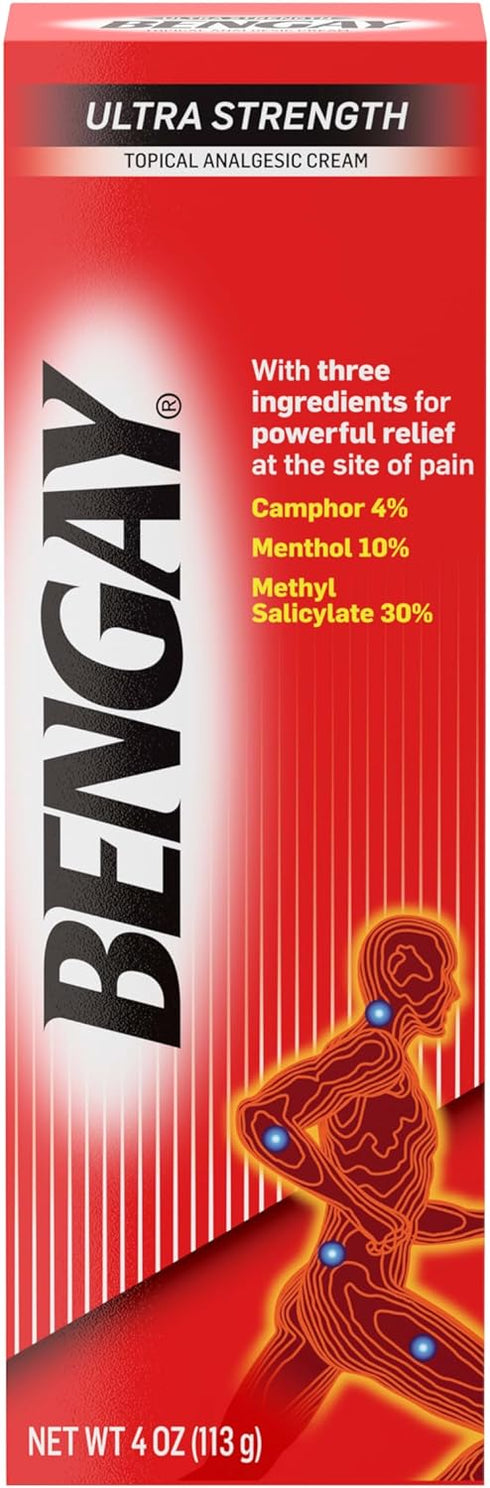 Bengay Ultra Strength Topical Pain Relief Cream, Non-Greasy Topical Analgesic for Minor Arthritis, Muscle, Joint and Back Pain, Camphor, Menthol a...
