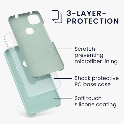 kwmobile Case Compatible with Google Pixel 4a Case - TPU Silicone Phone Cover with Soft Finish - Mint Matte...